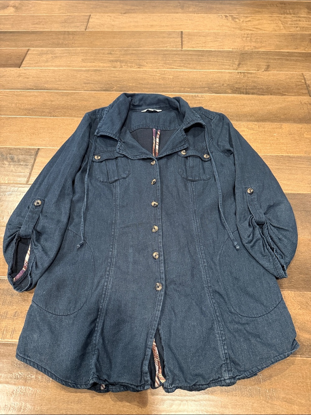 CAbi Dark Denim Button-Front Jacket